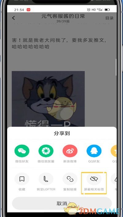 《lofter》屏蔽标签方法