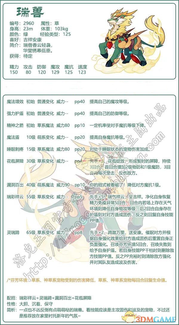 《洛克王国》瑞兽技能表一览