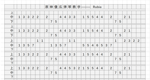 《原神》Rubia琴谱简谱分享