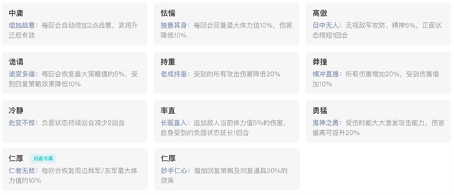 《建安外史》武将特性介绍
