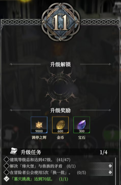 地下城堡4：骑士与破碎编年史升级等级条件纪录