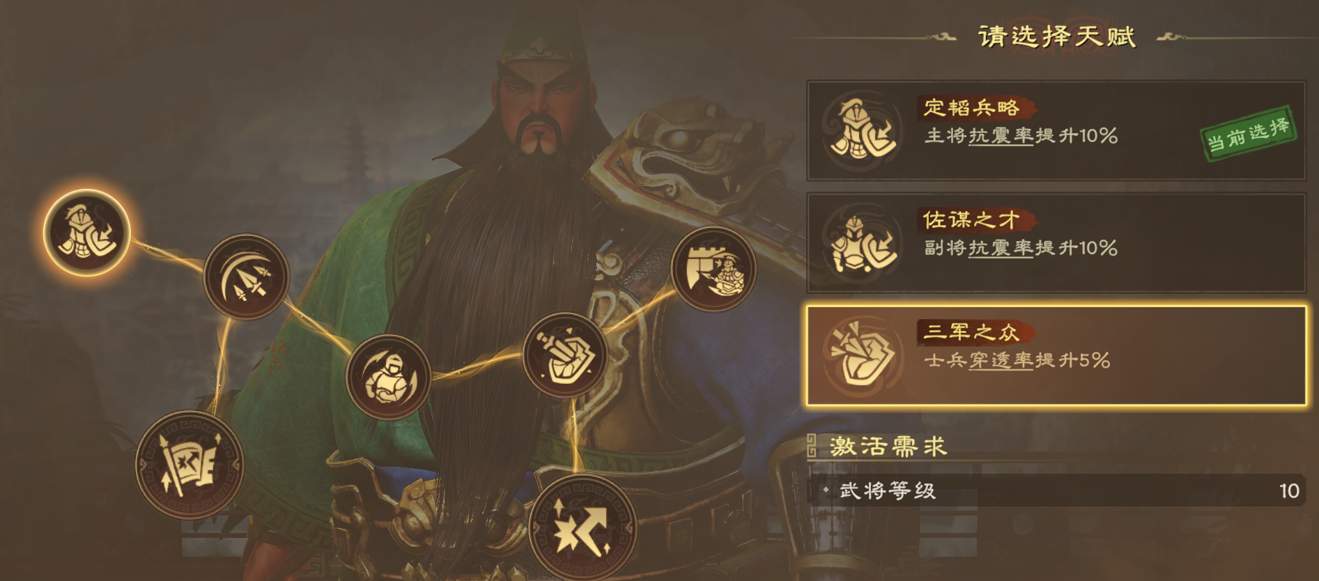 偃武关羽天赋加点及阵法推荐