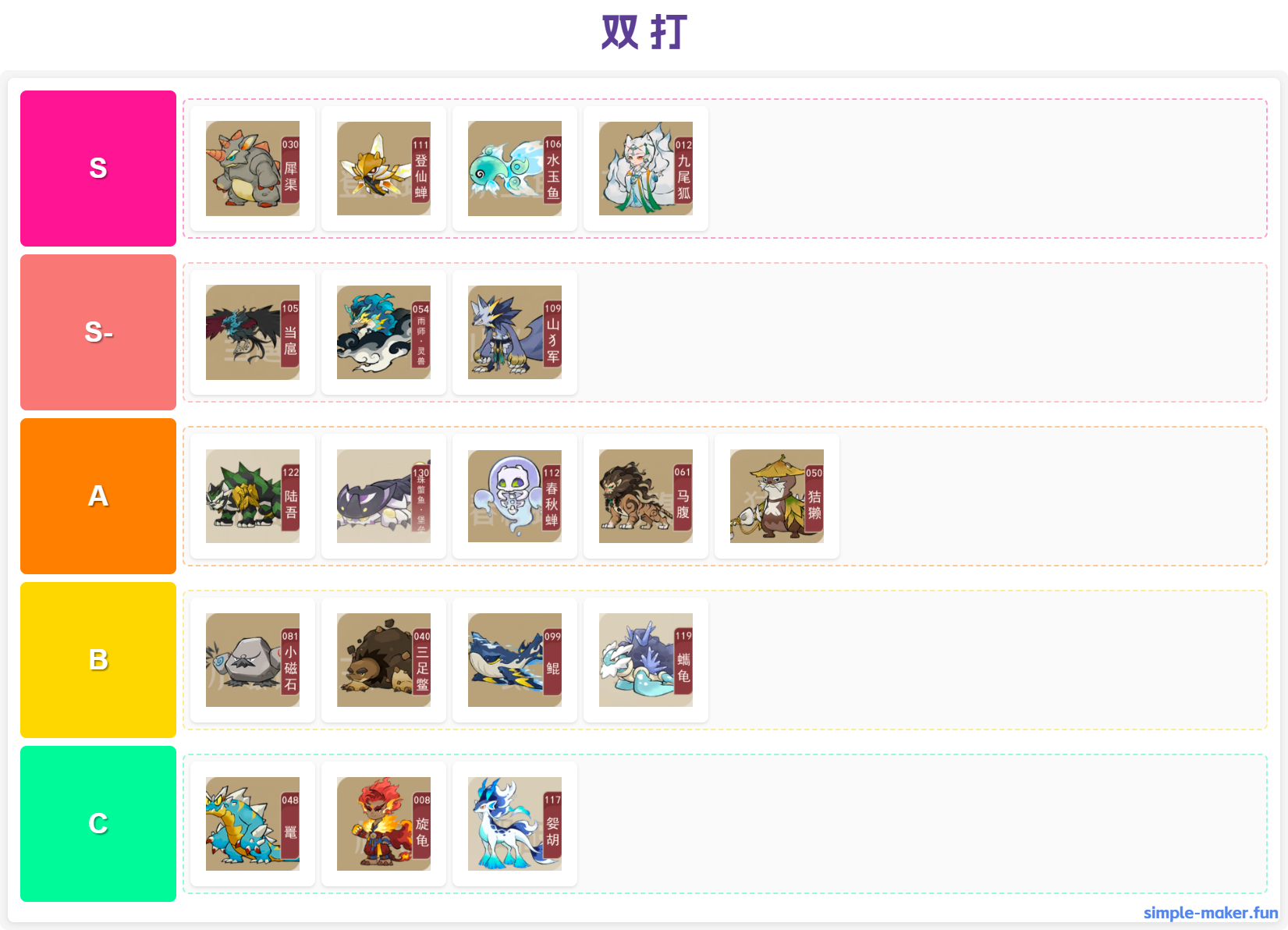 《山海进化录》女娲测试海底版本t表