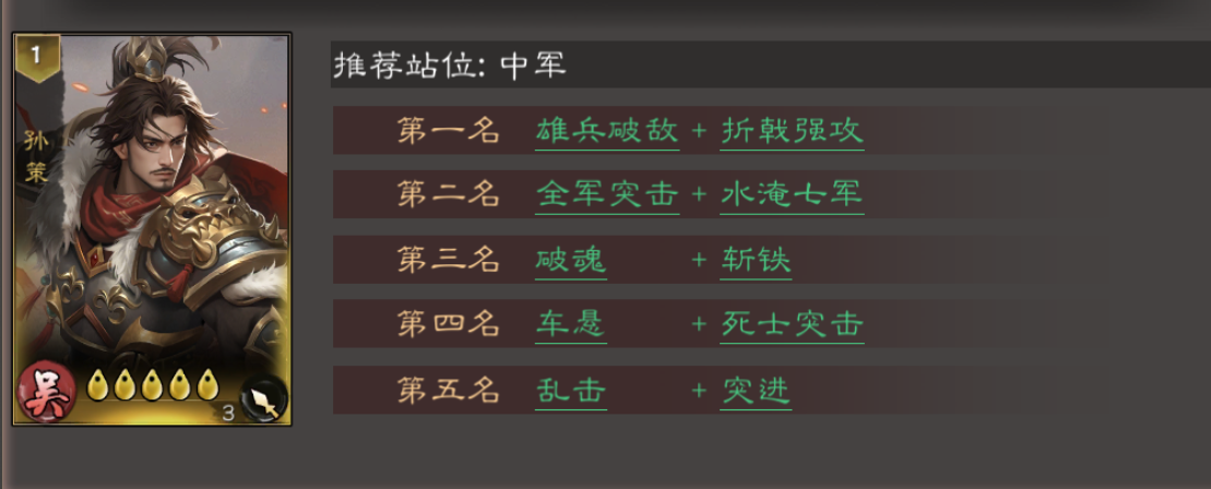 《三国乱世霸王》孙策技能配队解析