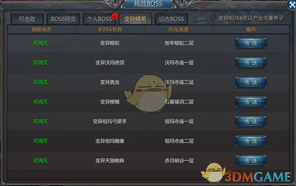 《蓝月传奇》boss挑战攻略