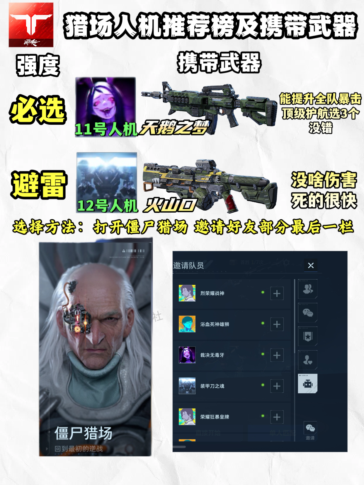 《逆战：未来》猎场人机推荐榜及携带武器