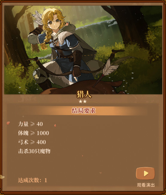 《火山的女儿：再度重逢》各职业需求一览