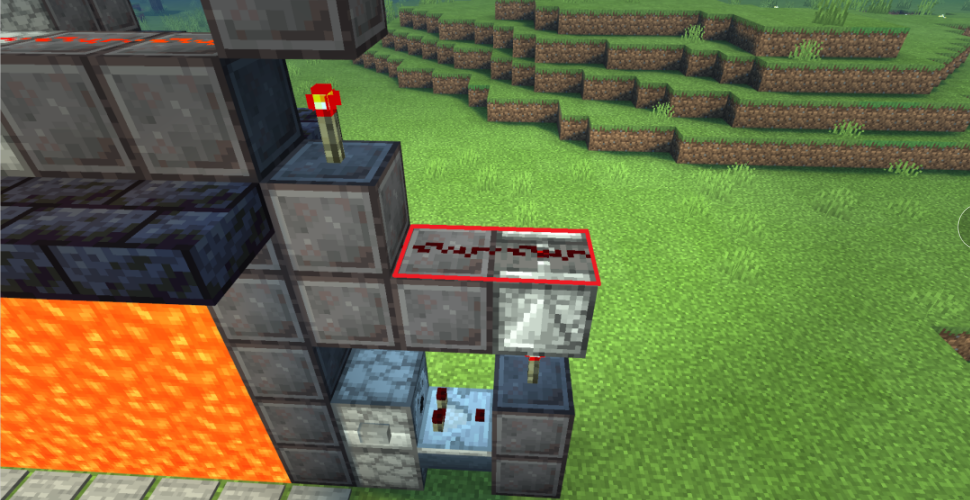 《我的世界：移动版》全自动按钮岩浆门搭建方法